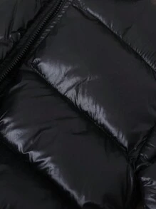 SHEIN 女宝宝可爱百搭保暖纯色羊毛外套，秋冬 - 黑色 - 查看 8