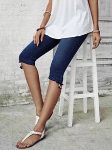 SHEIN LUNE Women's Simple Solid Color Everyday Jeans - Blue - View 6