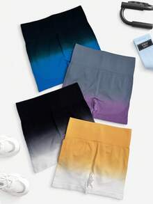 Seamluxe SHEIN Sport 女士渐变色印花高腰休闲运动短裤 - 彩色 - 查看 4