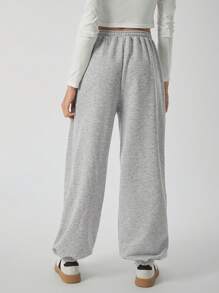 Muchica Women's Grey Knitted Jogger Pants