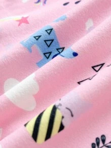 Cozy Pixies 2 件装女婴独角兽和彩虹拼色柔软针织圆领长袖上衣和裤子贴身睡衣套装 - 彩色 - 查看 4