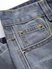 DAZY Pantalones vaqueros de mezclilla desgastados y descoloridos de uso diario para mujer - Lavado ligero - Ver 7