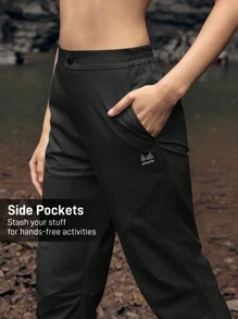 In My Nature Pantalones de diseño casual con botones, de moda, a juego con todo, para uso al aire libre, para mujeres - Negro - Ver 4