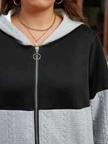 Plus Size Textured Fabric Splicing Thickened Warm Casual Jacket, For Winter Fall Cloth For Women Autumn - Multicolor - View 6