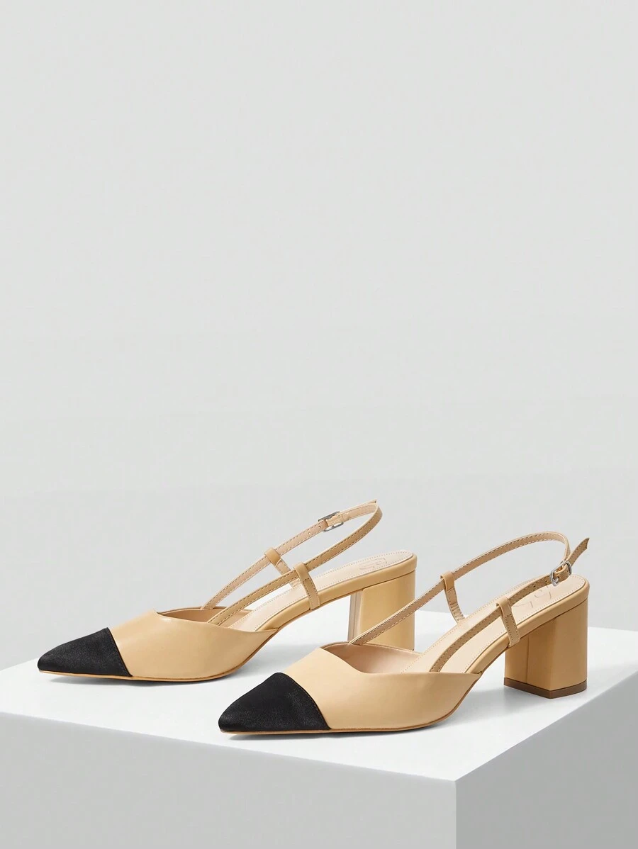 MOTF PREMIUM Zapatos de tacón alto de patchwork para mujeres, para vacaciones, vacaciones de primavera, Pascua, tacones de graduación - Albaricoque - Ver 1