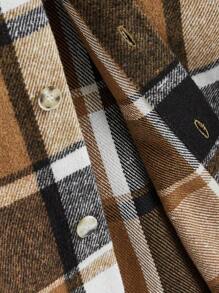 Manfinity BRENVOR 男士梭织格子休闲宽松长袖工作复古保暖夹克彩色大衣，适合朋友、丈夫、男朋友的礼物，适合秋冬