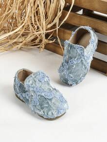 1双简约可爱深口舒适保暖婴儿鞋，适合秋冬季婴儿，平底 - 藍色 - 查看 5