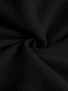 SHEIN 1 chiếc áo nỉ dài tay cổ đứng, màu đen trơn dành cho nữ, kiểu dáng áo dài tay, thích hợp cho lễ tốt nghiệp, tựu trường, giáo viên, áo len mùa thu. - màu đen - Xem 5