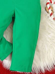 SHEIN 2 件装男婴休闲复古优雅校园风格拼色衬衫绅士套装，适合圣诞节场合 - 彩色 - 查看 6