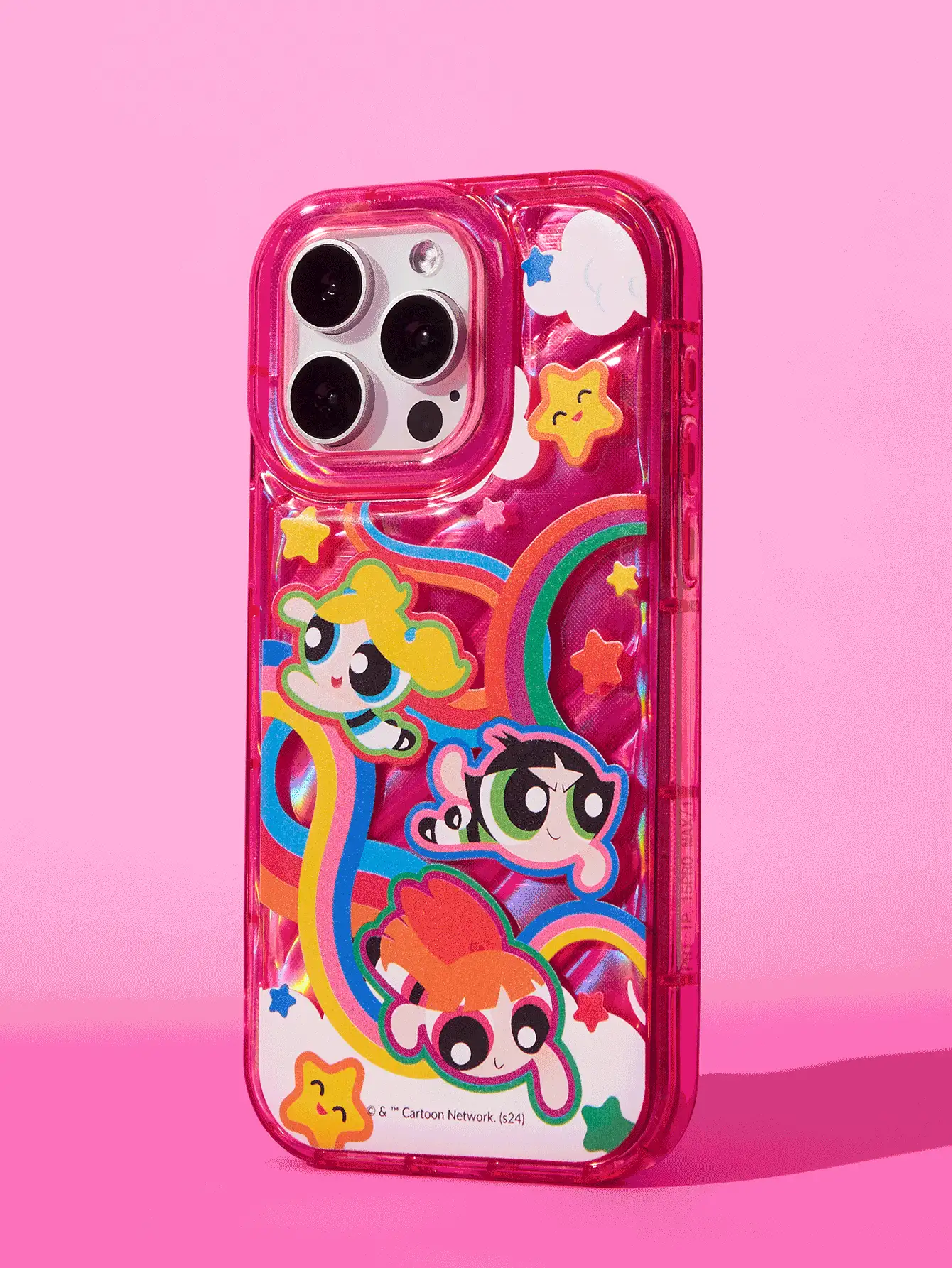 THE POWERPUFF GIRLS X SHEIN 红色半透明可爱卡通人物图案激光保护手机壳，苹果手机壳 - 紅色 - 查看 3