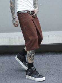 Manfinity Roghcode Herren Einfache Denim Jacke in Unifarbe für den täglichen Gebrauch - Bordeaux - Übersicht 7