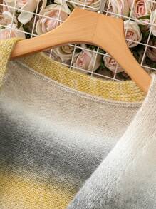 SHEIN LUNE Plus Size Women Ombre Knitted Long Sleeve Cardigan - Multicolor - View 4