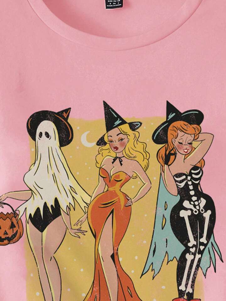 SHEIN EZwear Oversize Casual Simple Halloween Ghost