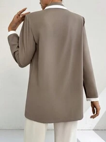 Modelyn Blazer elegante de doble botonadura de mangas largas con bloques de color para mujer, primavera otoño