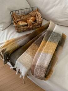 DAZY Women's Two-Tone Fringe Warm Scarf For Winter - Yellow - View 8