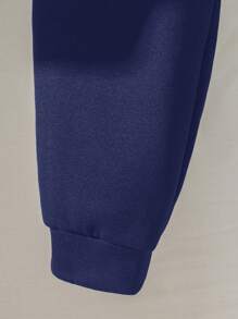 SHEIN Tween Jungen Sport Casual Kontrastfarbe Rundhals Hoodie und Jogginghose 2 Stücke Set - marineblau - Übersicht 7