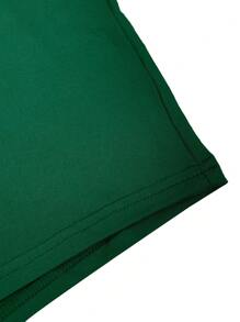 Women Fitted Solid Color Short Sleeve Casual Shorts Set - Dark Green - View 8