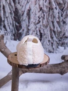 Dziecięce miękkie pluszowe kapcie na rzepy do noszenia w pomieszczeniach, odzież domowa i biurowa - Beżowy - Zobacz 7