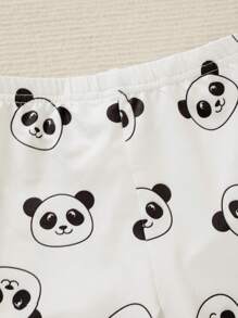 4 件套新生男婴紧身休闲服装套装：数码印花太空熊圆领长袖衬衫 + 配套印花裤，数码熊猫印花圆领长袖衬衫 + 配套印花裤 - 彩色 - 查看 5