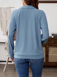 EMERY ROSE Áo nỉ dài tay đơn giản giản dị dành cho nữ - Màu xanh lam - Xem 2