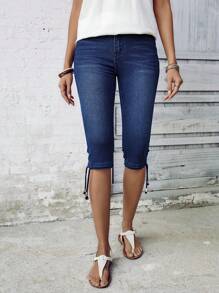 SHEIN LUNE Women's Simple Solid Color Everyday Jeans - Blue - View 5