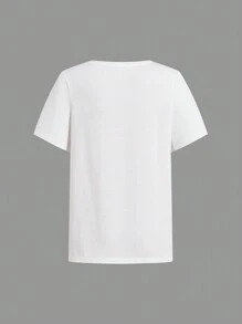 SHEIN Conjunto de 4 peças para meninos, camisetas soltas, casuais, com estampa gráfica, gola redonda, manga curta