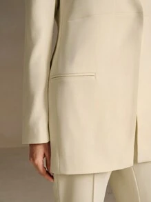 Anewsta New Style Fashion Single-Breasted Collarless Slit Tie Waist Slim Jacket Suit - Apricot - View 6