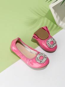 أحذية الأميرة مسطحة مريحة مزينة بالراين الفضي للبنات، تصميم جديد