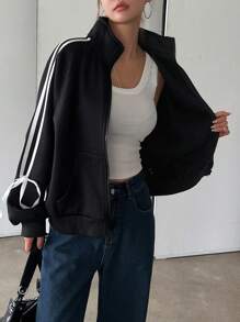 DAZY 蝴蝶结系带袖运动衫 运动衫 - 黑色 - 查看 3