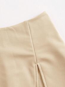 Comfortcana 女士纯色简约日常开衩裤裙 - 杏色 - 查看 5