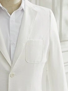 Manfinity VCAY Conjunto de traje informal de ajuste slim de mezcla de lino para hombre, adecuado para el uso de oficina en otoño e invierno