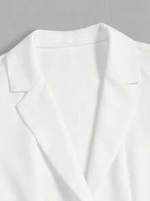 SHEIN Clasi 女士翻领纽扣长袖商务西装外套，成熟优雅 - 白色 - 查看 3