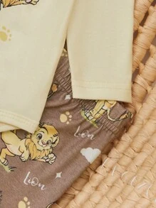 SHEIN 3pcs/Set Infant Baby Boys Casual Daily Wear Cute Cartoon Lion Print Long Sleeve Bodysuit With Hat, Suitable For Outings And Home Leisure, Mama Picked - Multicolor - View 5