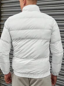 RueChic Men's Front Zipper With Flap Pockets Jacket - White - View 2