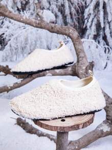 Dziecięce miękkie pluszowe kapcie na rzepy do noszenia w pomieszczeniach, odzież domowa i biurowa - Beżowy - Zobacz 4