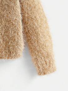 SHEIN MOD Wool Blend Elastic, Plush Pullover Sweater Homecoming Cruise Women Outfits,Country Retro Fall/Winter ,Birthday Women's Sweater, Soft, - Khaki - View 4