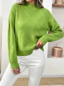Chiquease Áo len cổ đứng thường ngày xuân thu dành cho nữ - màu xanh lá - Xem 5