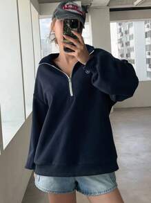 DAZY 女士立领半开宽松羊毛衫