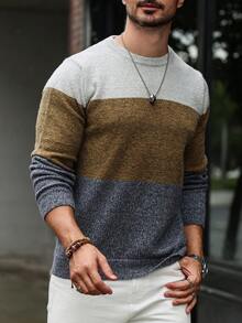 Manfinity Homme Pull à manches longues simple et quotidien pour homme avec blocs de couleurs - Multicolore - Voir 5