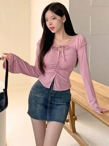 DAZY 2pcs Women's Casual Ruched Camisole And Shrug Set, Spring And Summer Lounge Sets For Women - Pink - View 4