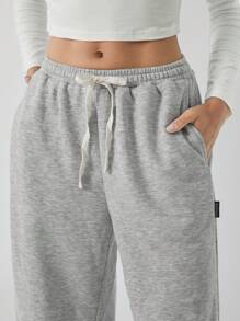 Muchica Women's Grey Knitted Jogger Pants