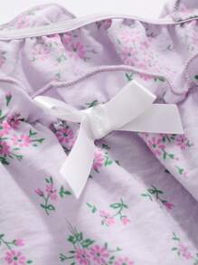 DAZY Floral Print Frill Hem Camisole Nightgown Pajama - Purple - View 9