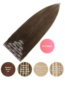 Seamless Clip Ins 115g Silky Straight 2 Dark Brown PU Seamless 7PCS Clip In Human Hair Extensions Clip Ins Hair Extensions