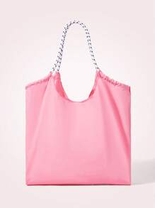 SHEIN MOD Women's Letter & Bow Print Large Capacity Tote Bag - Pink - View 4