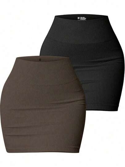 Easithlete Solid Color High Waist Seamless Athletic Skirttennis Skirt Two Pieces