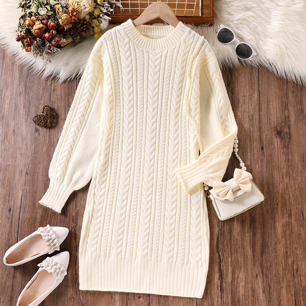 Vestidos de suéter de cuello redondo para niñas preadolescentes, moda y elegantes para resort y viaje, otoño/invierno