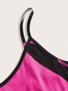 Breezaya 女式撞色花卉印花吊带连衣裙 长款女装 - 玫紅色 - 查看 3