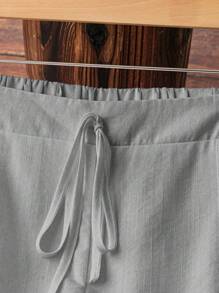 SHEIN LUNE Plus Size Solid Color Flare Leg Pants For Women Fall Cloth For Women - Grey - View 3