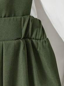 2pcs Young Girl Woven Plain Casual Shirt And Woven Collared Casual Dress Set - Multicolor - View 5