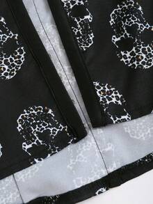 Sweetra Phụ nữ Skeleton Head & Leopard Heart Bust In Spaghetti Strap Yếm - màu đen - Xem 4